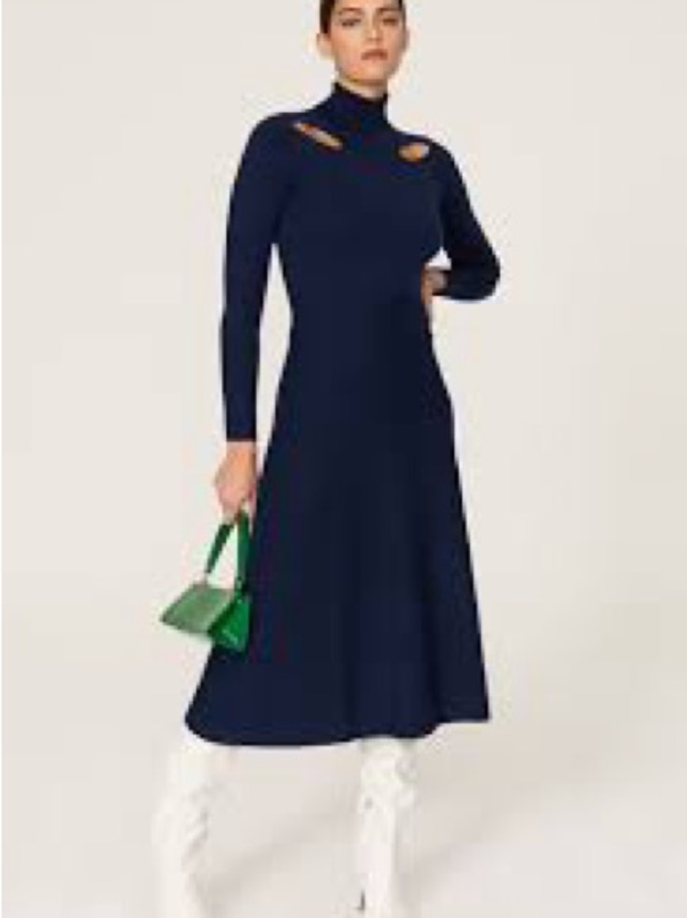 Navy Cutout Turtleneck Midi Dress by Madame Moje Size 8
